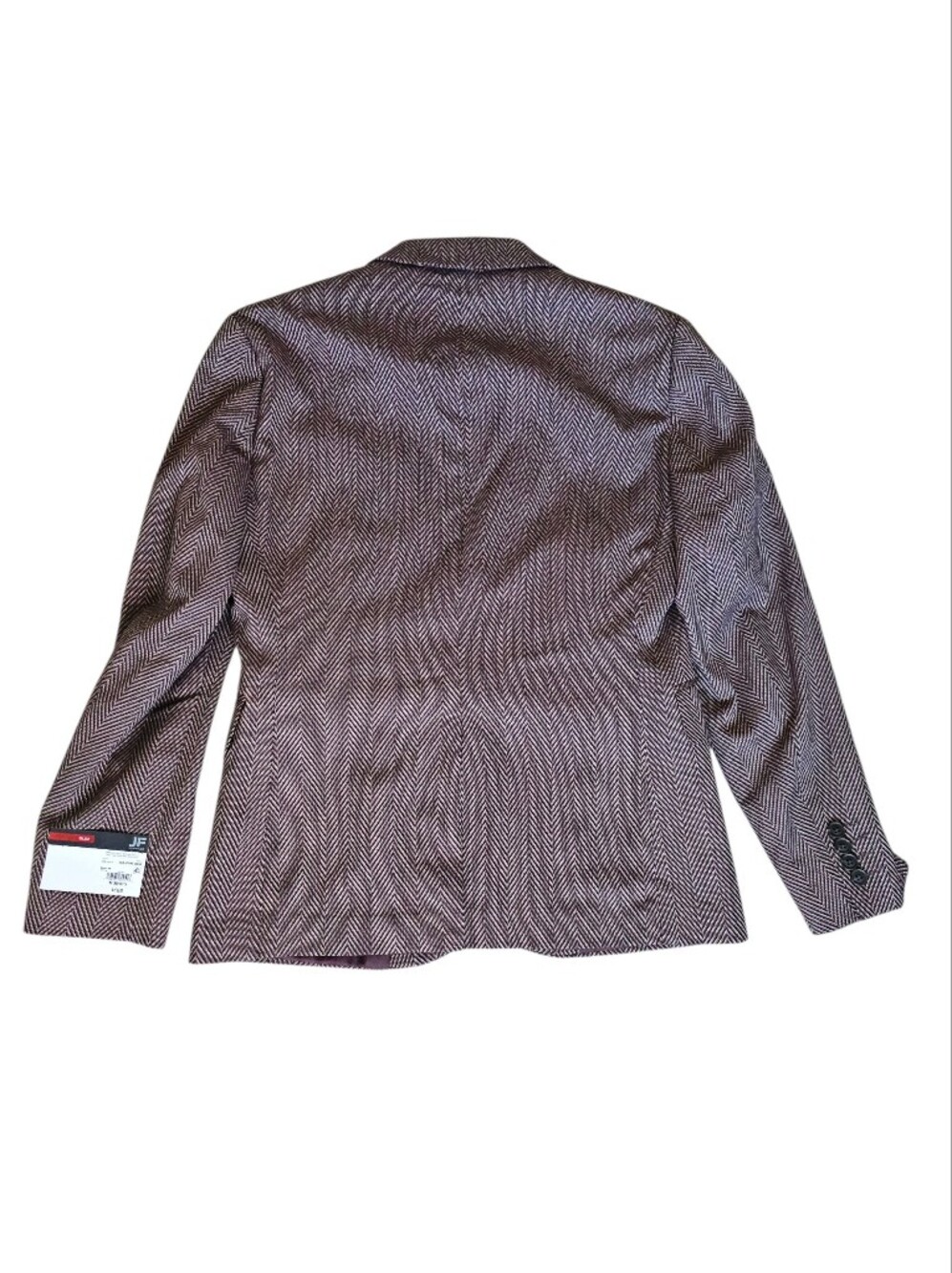 JF J.Ferrar Burgundy Herringbone Slim Fit Blazer Blazer Jacket - Size M (38/40S) - Picture 13 of 16